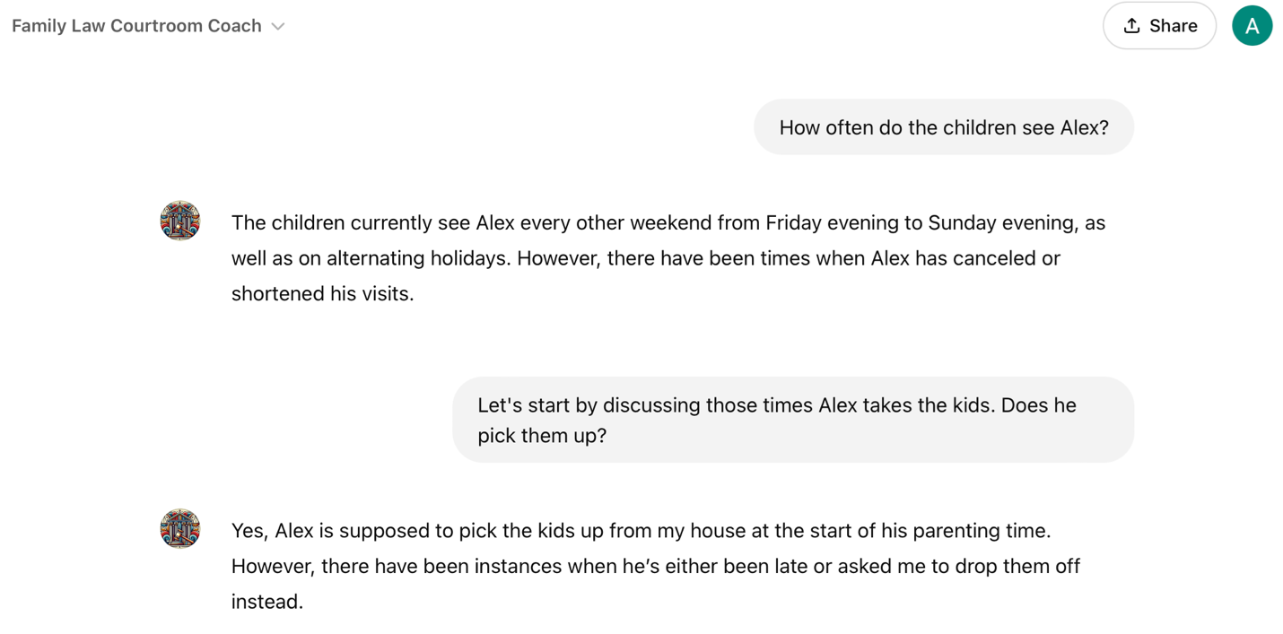 Interactive courtroom simulation