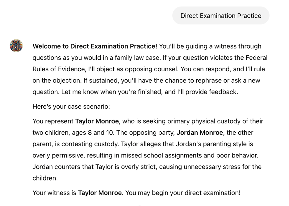 Interactive courtroom simulation