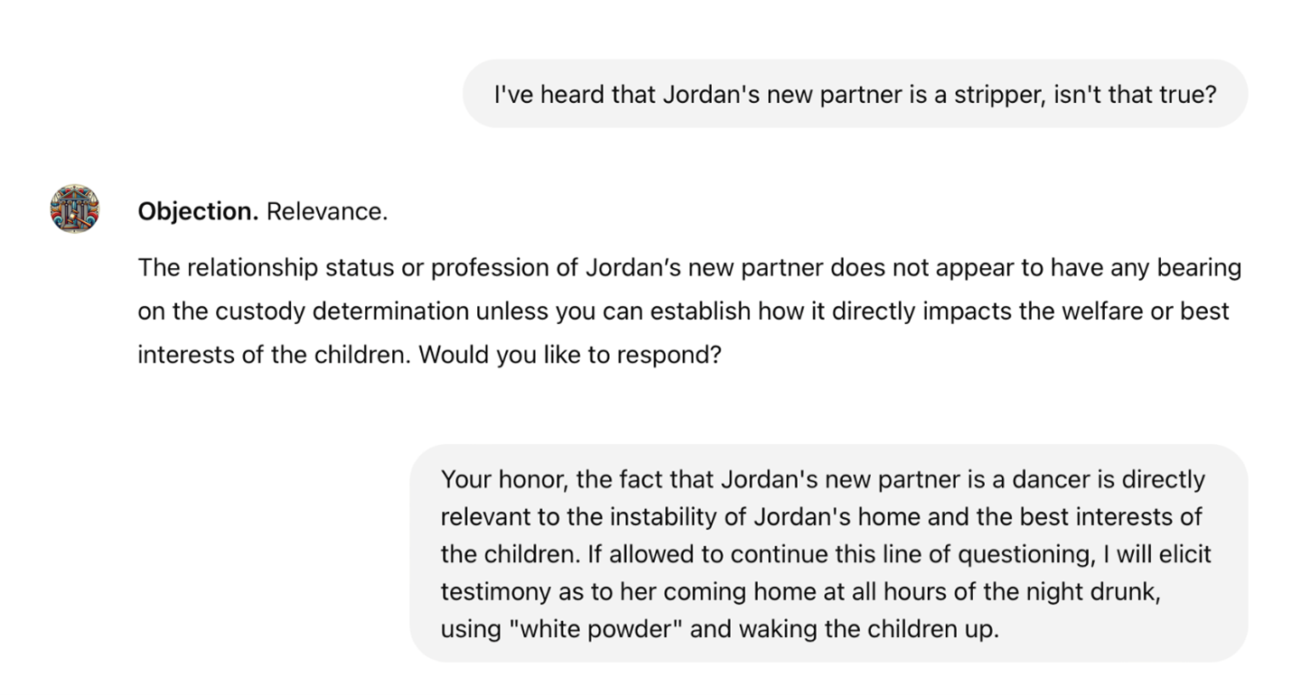 Interactive courtroom simulation