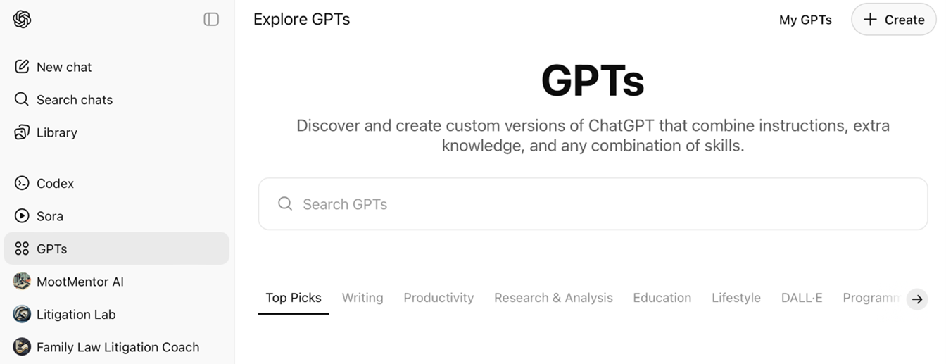 Chat GPT interface