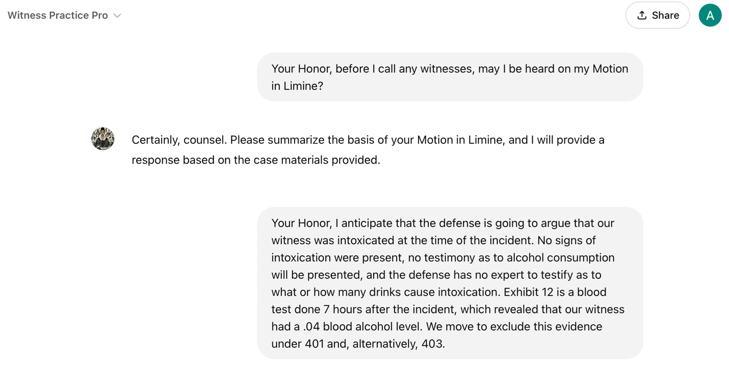 Interactive courtroom simulation