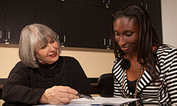 A Stetson Law career advisor working with a student