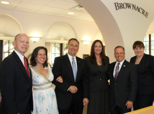 (L-R): Professor of Law Emeritus William Eleazer, Amy Kluth, St. Petersburg Mayor Rick Kriseman, Professor Stephanie Vaughan, Dean Christopher Pietruszkiewicz and Professor Brooke Bowman.