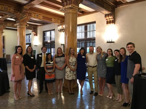(L-R): alumni Nicole Bell J.D. '16, Jessica Close J.D. '18, Korey Henson J.D. '09, Yugma Desai J.D. '18, Chelsea Ejankowski J.D. '18, Professor Roberta Flowers, Journal Editor-in-Chief Natalie Yello, Professor Lance Long, Journal Senior Editor Alyssa Aquaviva, Olivia Mejido J.D. '18, Stephanie Boussias J.D. '18, Cassidy Peterson J.D. '18, and Executive Editor Daniel Brown. Not pictured are associate editors Caleb Lopez J.D. '18 and Adriana Choi J.D. '18. Photo courtesy Darlene Krizen.