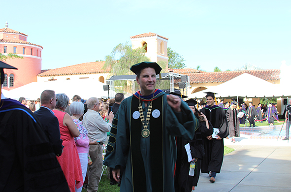 Stetson University President Christopher Roellke in ceremonial regalia.