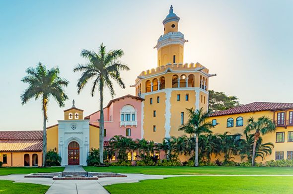The Stetson Law tower from Plaza Mayor