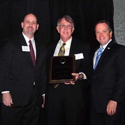 Wm. Reece Smith III, left, and Stetson Law Dean Christopher Pietruszkiewicz, right, pose with John T. Berry, presented with the 2013 Wm. Reece Smith Public Service award.