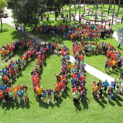 The Class of 2013 formed their class year in this photo taken at Orientation Day four years ago. 