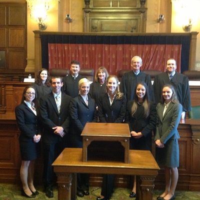 Stetson Law teams shown here with the competition judges at the Indiana Supreme Court. Photo by Brooke Bowman.