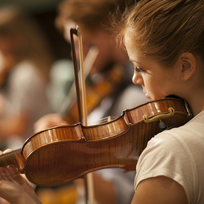 Music student with violin