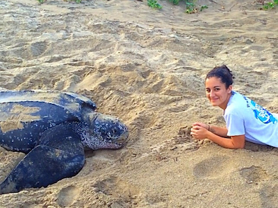 Jennifer Gooch and leatherback turtle