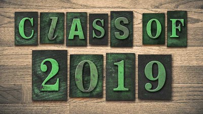 Graphic images with words: Class of 2019