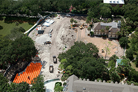 Aerial image of Stetson University construction site.