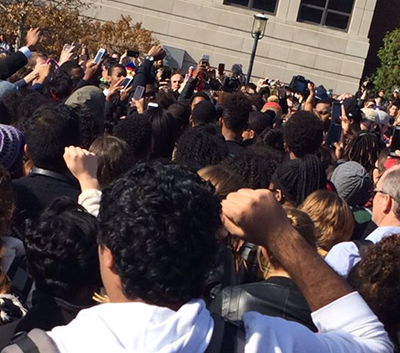 Students protest at University of Missouri.