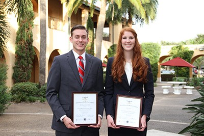 (L-R): Taylor Ryan and Correy Karbiener won the National Veterans Law Moot Court Competition.
