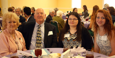 Scholarship donors Gwili Clifton '64 and Ronald Clifton '63, M.A. '65, with scholarship recipients Sarah Lipsitz and Caitlin Falter.