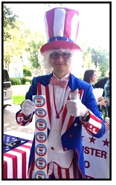 Kevin Winchell, a.k.a. Uncle Sam, will be working Stetson's Presidential Straw Poll.