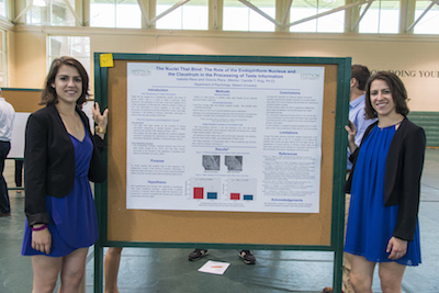 Isabella and Victoria Riera display their poster project on 