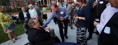 Crowd outside the Carlton Union Building for reception for T. Wayne Bailey