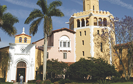 Stetson College of Law exterior buildings in Spanish Colonial style