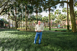 David Rigsby stands in Palm Court