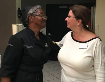 Irene Gilmore with her boss, Barbara Stolz