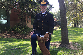 Steson student Ryan Newfrock and his dog Delilah