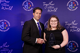 Feeding Children Everywhere CEO and Stetson's Amber Finnicum-Simmons with the award