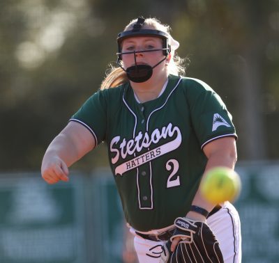 Tori Perkins throws a fast pitch toward the camera