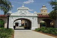 scenic shot of campus with an archway