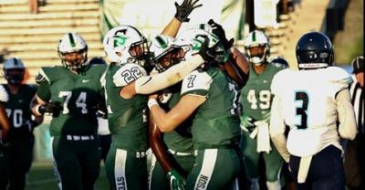 Hatters celebrate on the field during game against Point University.