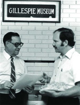 Two former Gillespie Museum curators Dean Robert Chauvin (left), who served from 1958-1975 and professor Bruce Bradford (right), who served from 1975-2012.