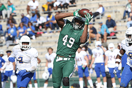 Donald Parham catches a high throw