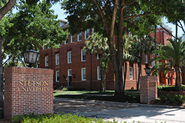 Brick entrance gates to Stetson University