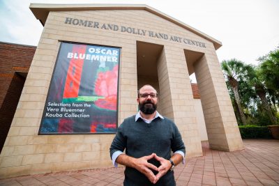 James Pearson stands outside Hand Art Center