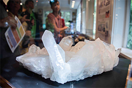 A display of quartz crystals in the Gillespie Museum