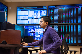 A student works in the Roland George Investments Lab