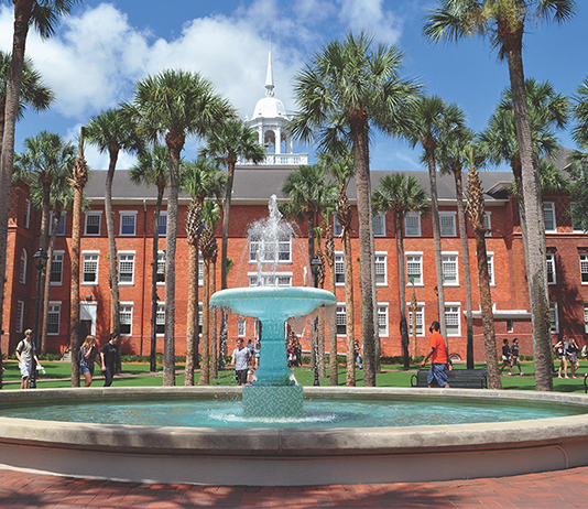 Holler Fountain in Palm Court with Elizabeth Hall in the background