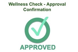 check mark shows approved to visit campus