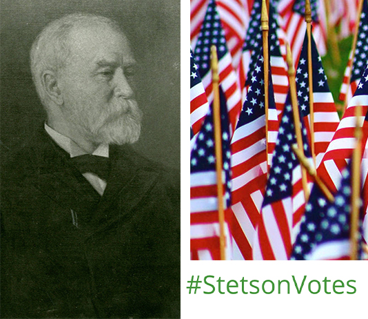 a photo of John B. and American Flags for Stetson Votes