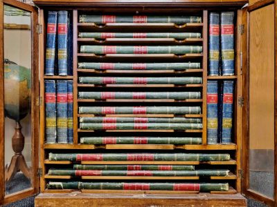 A wooden display case for rare books