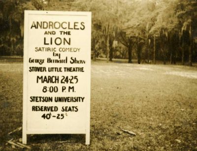 A sandwich board advertising a Stetson production of Androcles and the Lion. 1939.