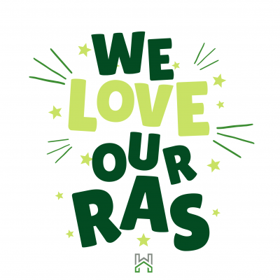 Graphic that says, "We Love our RAs"