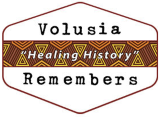 logo/graphic that says, Volusia Remembers, Healing History