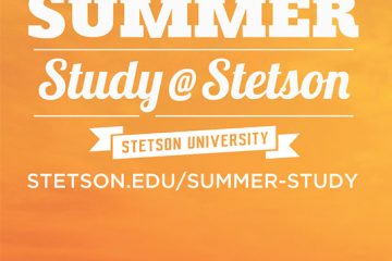 graphic that says Summer Studay at Stetson with an orange sky