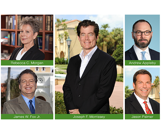 A montage of five Law faculty portraits