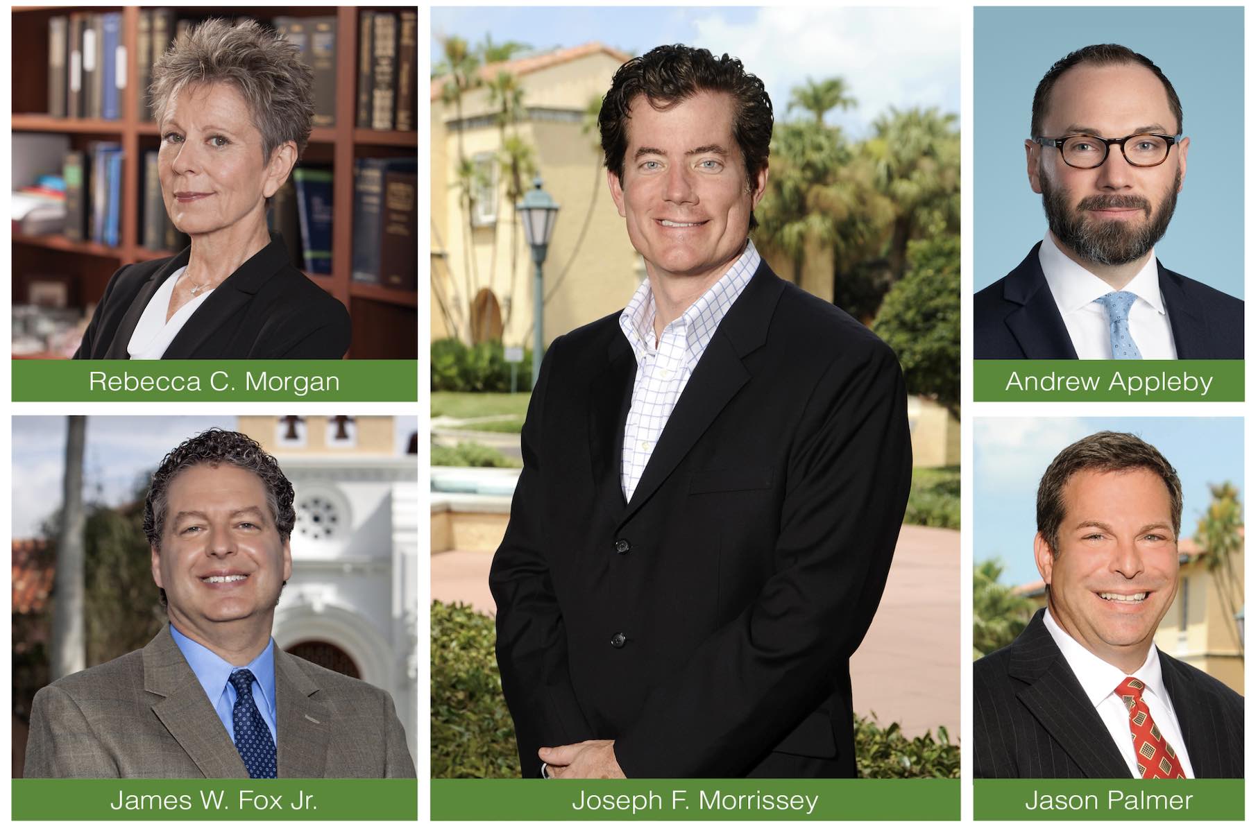 montage of five law faculty portraits.