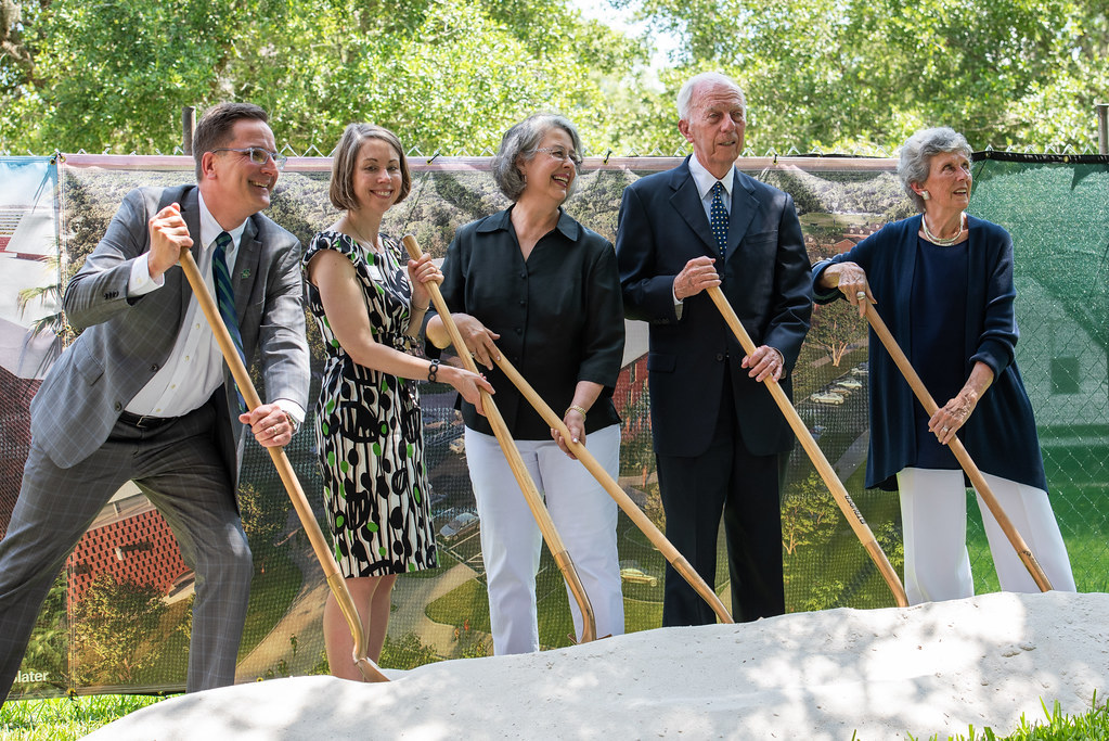 Stetson officials pose with shovels at the groundbreaking for Brown Hall