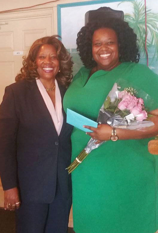 Carmen Johnson and her mother pose for a photo