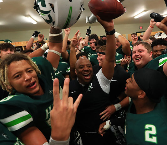 Locker room celebration